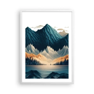 Plagát v bielom ráme - Dokonalá horská krajina - 50x70 cm