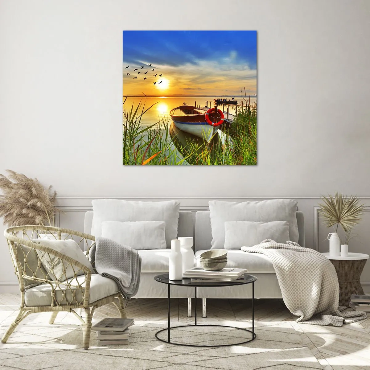 Obraz na skle - Kormorány už odlietajú - 30x30 cm