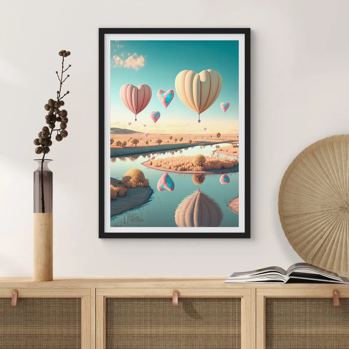 Plagát v čiernom ráme - Láska ťa nechá vzlietnuť - 40x50 cm