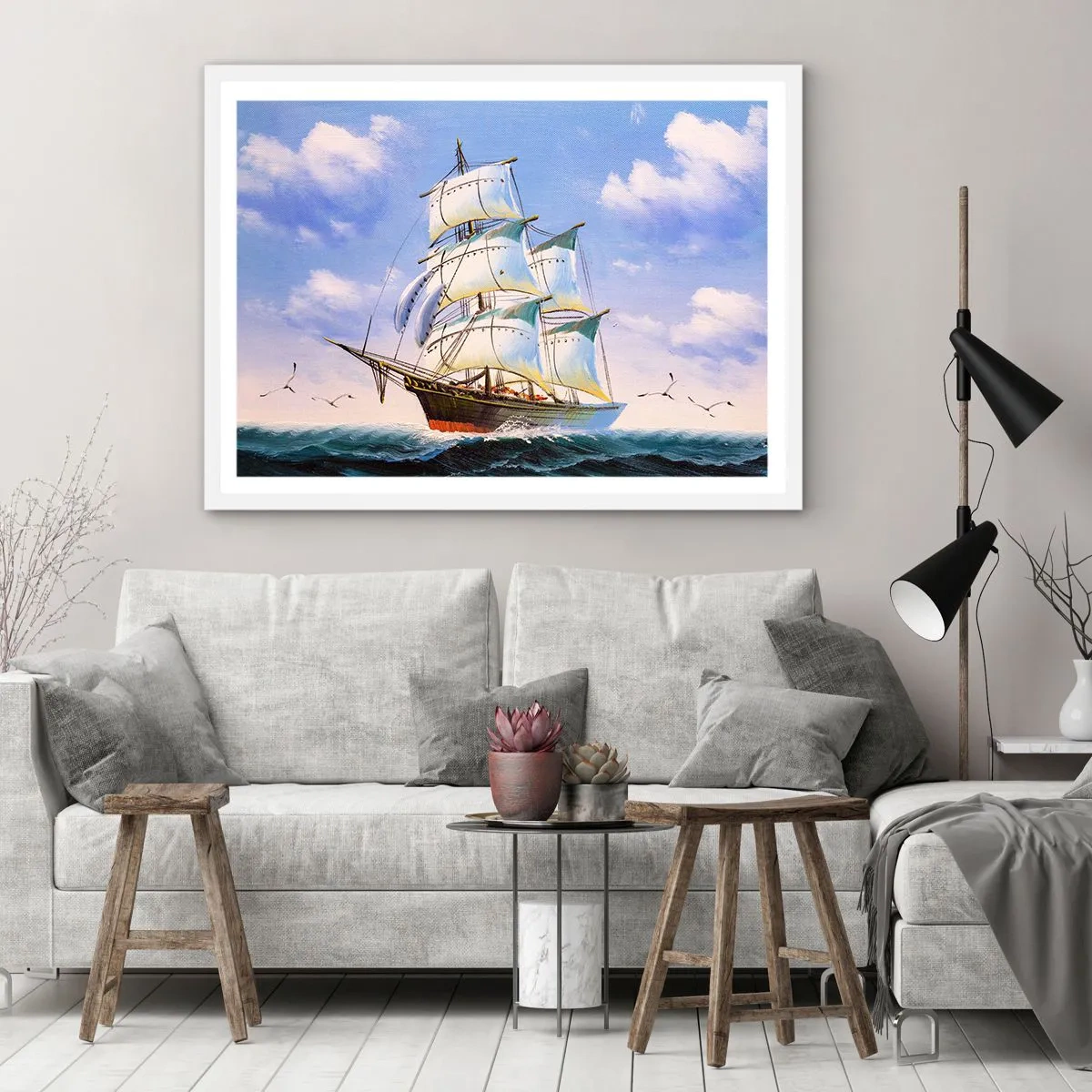 Plagát v bielom ráme - Hrdo s vetrom - 70x50 cm