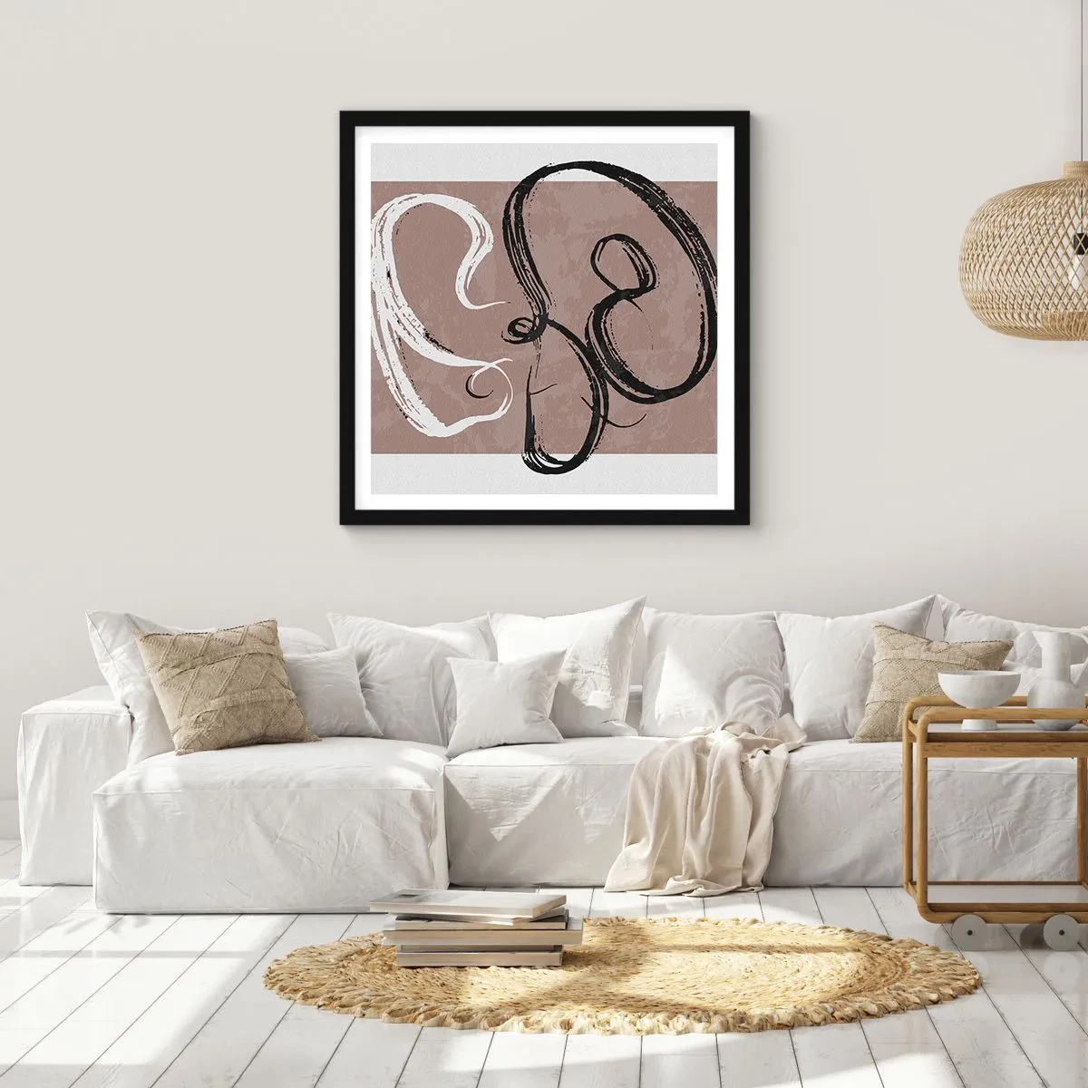 Plagát v čiernom ráme - Kompozícia – hľadanie úplnosti - 60x60 cm