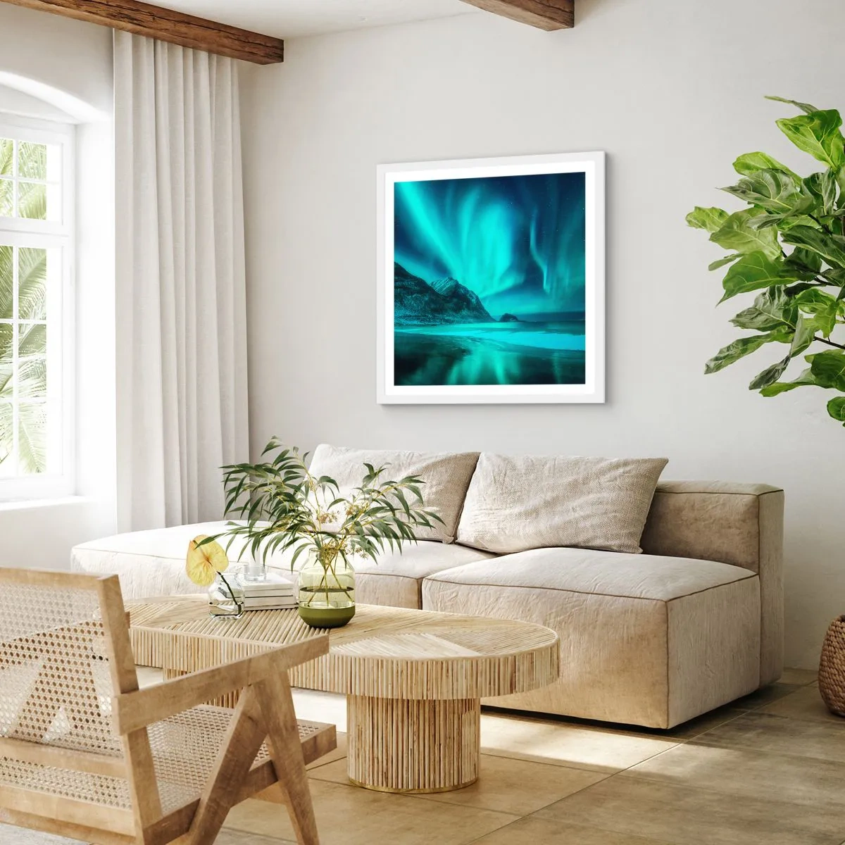 Plagát v bielom ráme - Divy severu - 60x60 cm