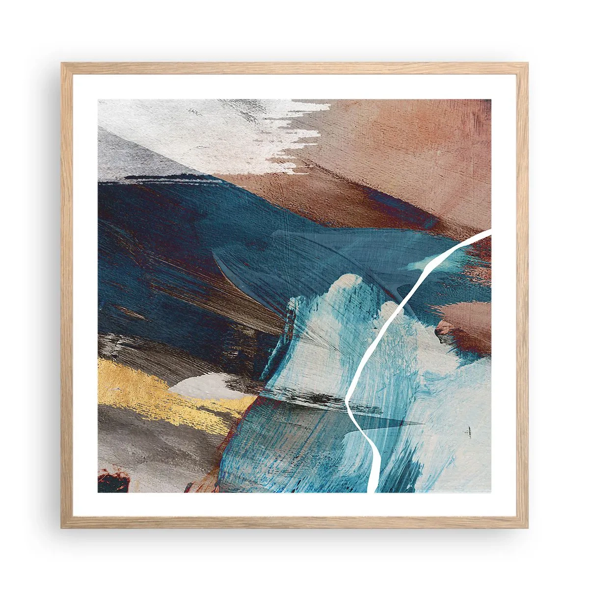 Plagát v ráme zo svetlého duba - Na plno a s energiou - 60x60 cm