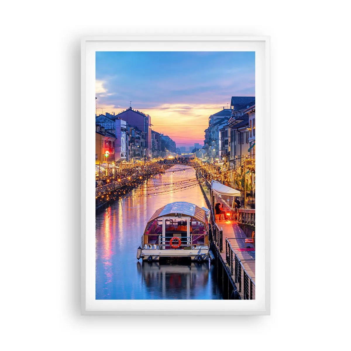 Plagát v bielom ráme - Večer plný svetla a zábavy - 61x91 cm