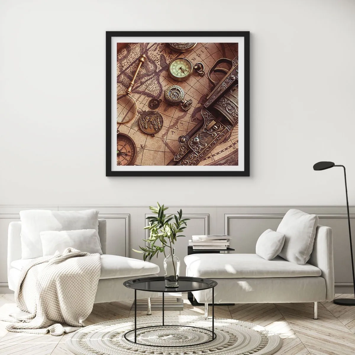 Plagát v čiernom ráme - Dobrodružstvo volá - 60x60 cm