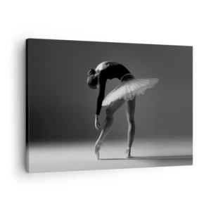 Obraz na plátne - Baletka v elegantnej póze na čiernobielom pozadí - 70x50cm - Bella ballerina - Moderná nástenná dekorácia do obývacej izby a spálne ARTTOR