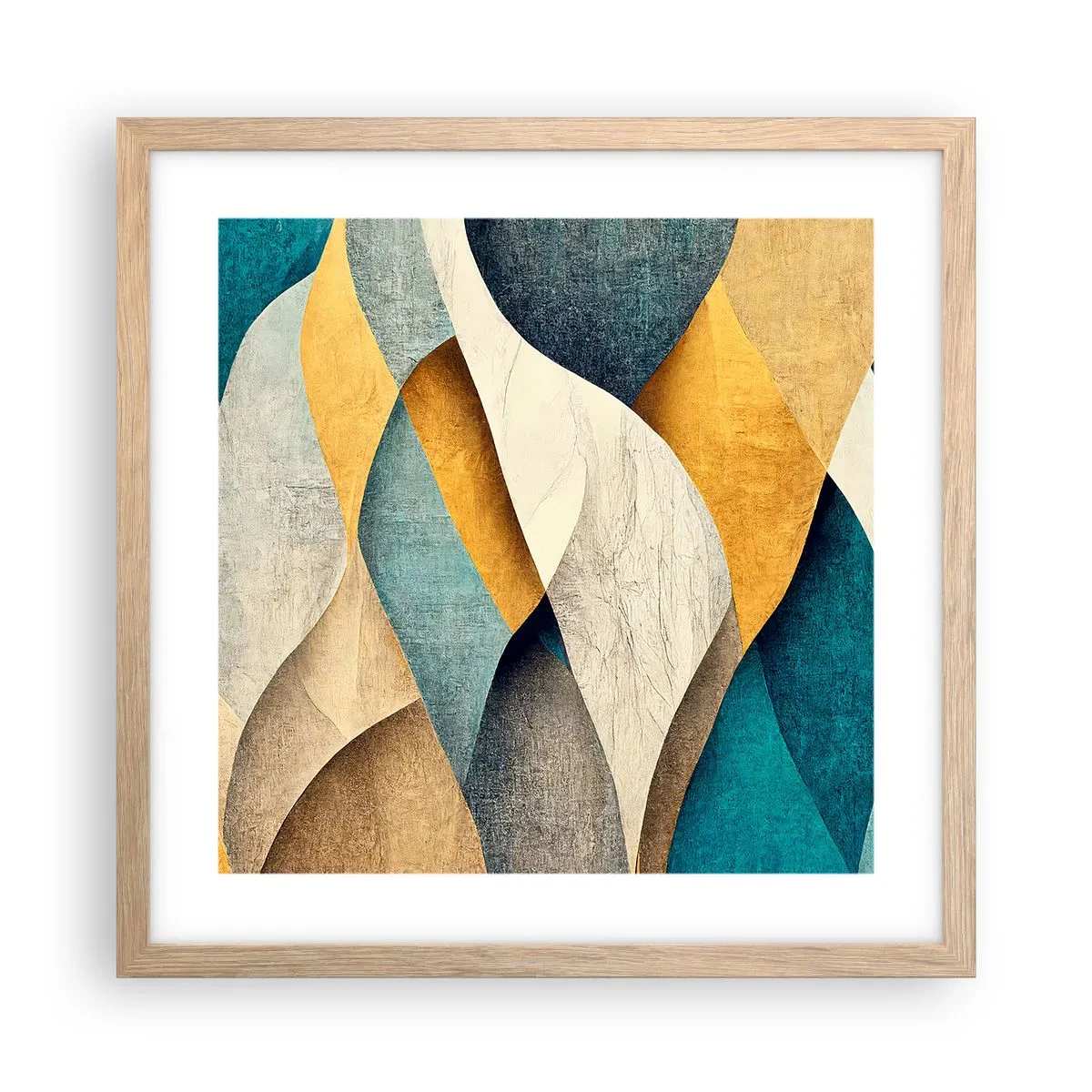 Plagát v ráme zo svetlého duba - Rytmus a vlnenie - 40x40 cm