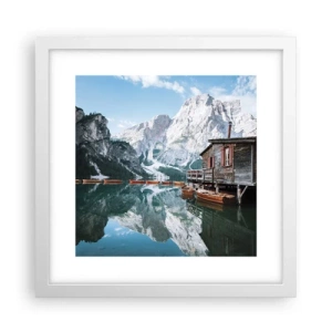 Plagát v bielom ráme - Kryštalické, horské ráno - 30x30 cm