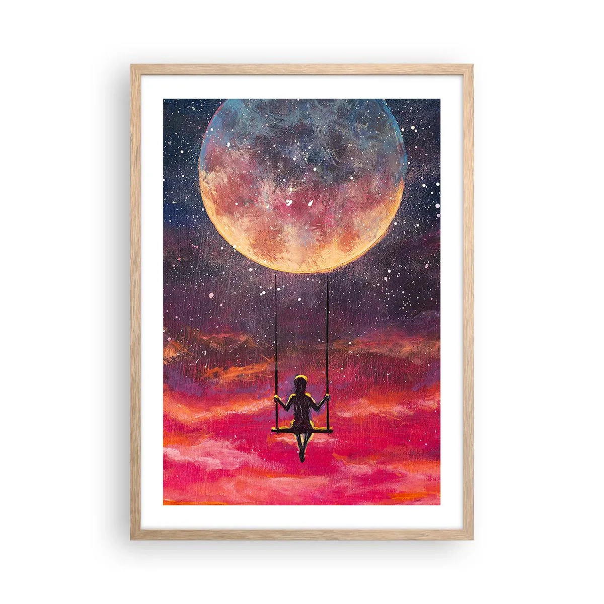 Plagát v ráme zo svetlého duba - Stavať si vzdušné zámky - 50x70 cm