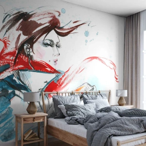 Fototapeta Premium Canvas - Niečo vo mne hrá - Žena, Telefón, Móda - 250x175 cm