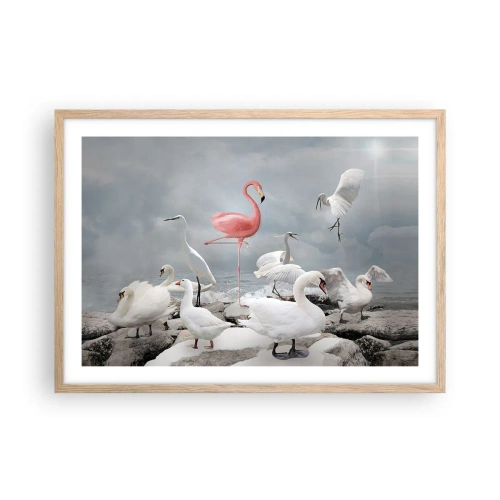 Plagát v ráme zo svetlého duba - Kde som sa tu vzal? - 70x50 cm