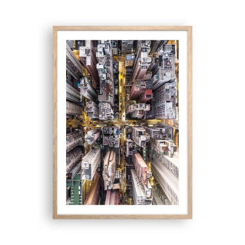 Plagát v ráme zo svetlého duba - Pozdrav z Hongkongu - 50x70 cm
