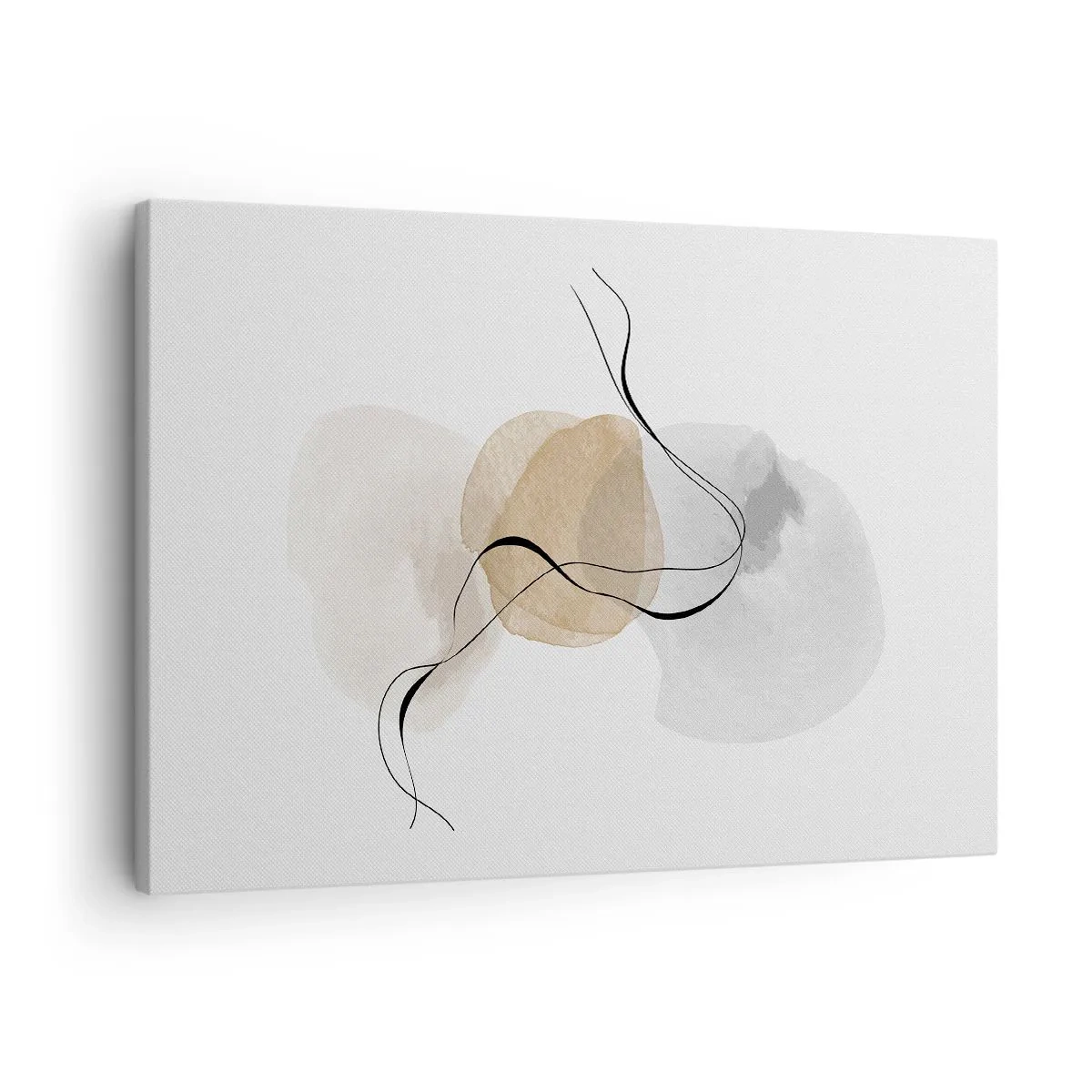 Obraz na plátne - Minimalistická abstrakcia v odtieňoch béžovej a sivej - 70x50cm - Vzdušné korálky - Moderná nástenná dekorácia do obývacej izby a spálne ARTTOR