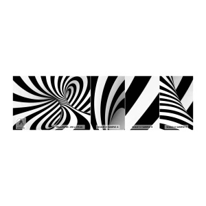 Vzorka samolepiacej fototapety Deluxe Sticker - Kompozícia: tancujúci priestor - Abstrakcia, 3D, Čierna a biela - 100x30 cm