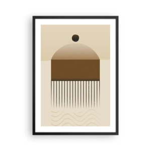 Plagát v čiernom ráme - Minimalistická abstrakcia v odtieňoch hnedej a béžovej - 50x70cm - Rôzne stavy - Moderná nástenná dekorácia do obývacej izby a spálne ARTTOR