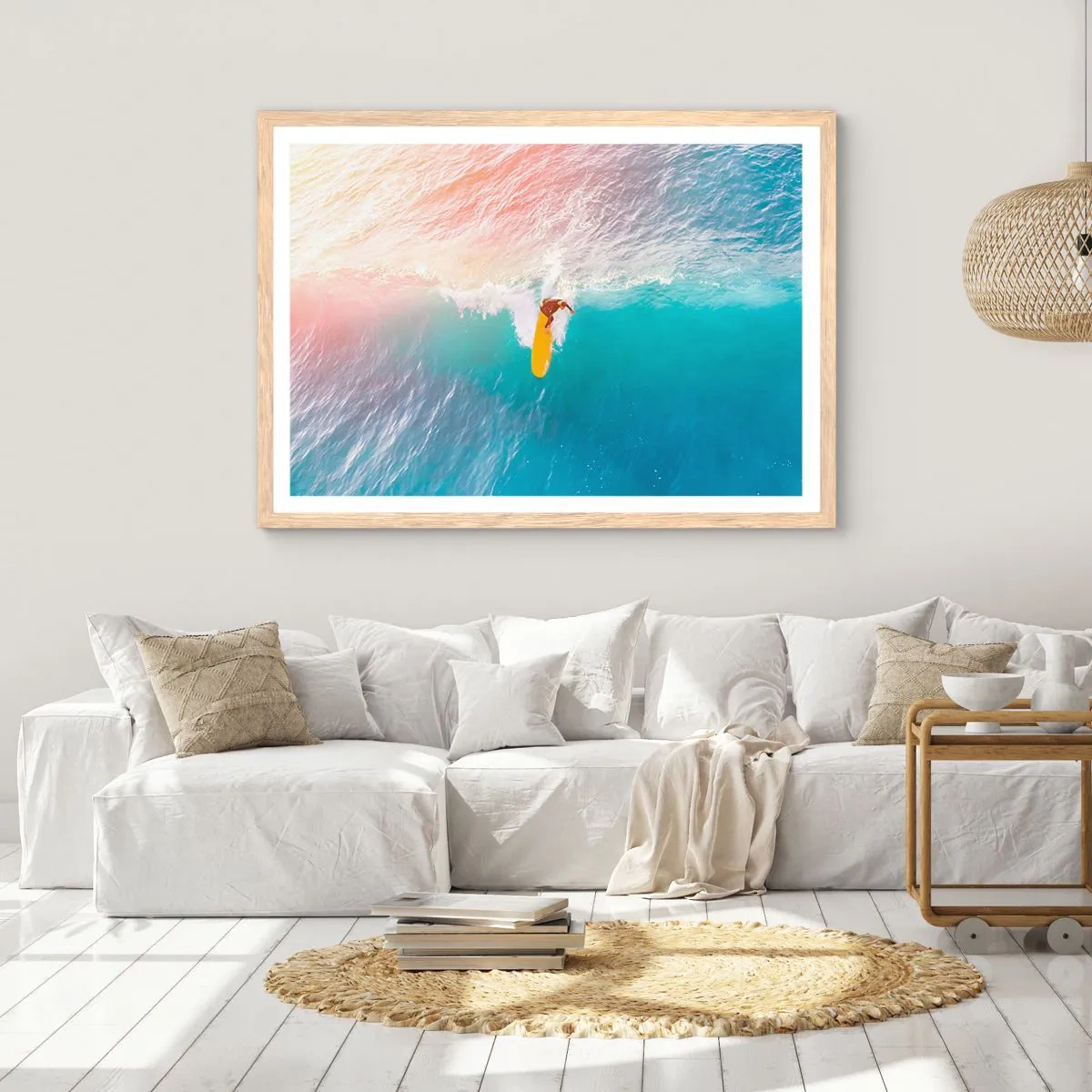 Plagát v ráme zo svetlého duba - Oceanický jazdec - 40x30 cm