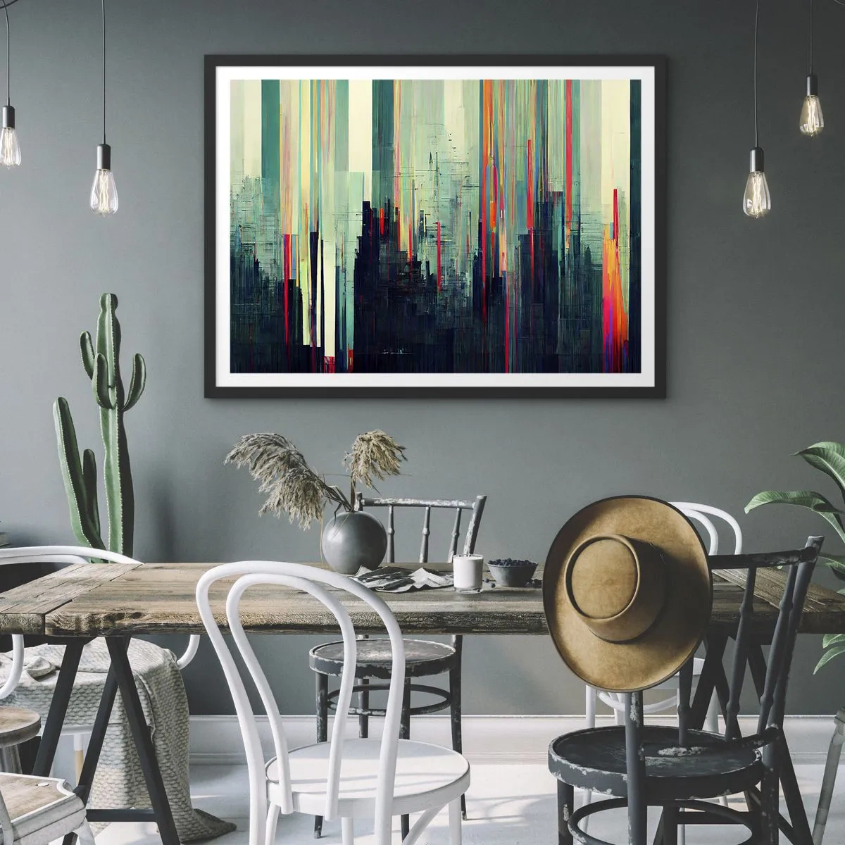 Plagát v čiernom ráme - Futuristické mesto - 40x30 cm