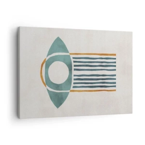 Obraz na plátne - Geometrický vzor v odtieňoch zelenej a oranžovej - 70x50cm - Znaky a rituály - Moderná nástenná dekorácia do obývacej izby a spálne ARTTOR
