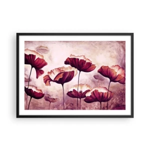 Plagát v čiernom ráme - Červený a biely plátok - 70x50 cm