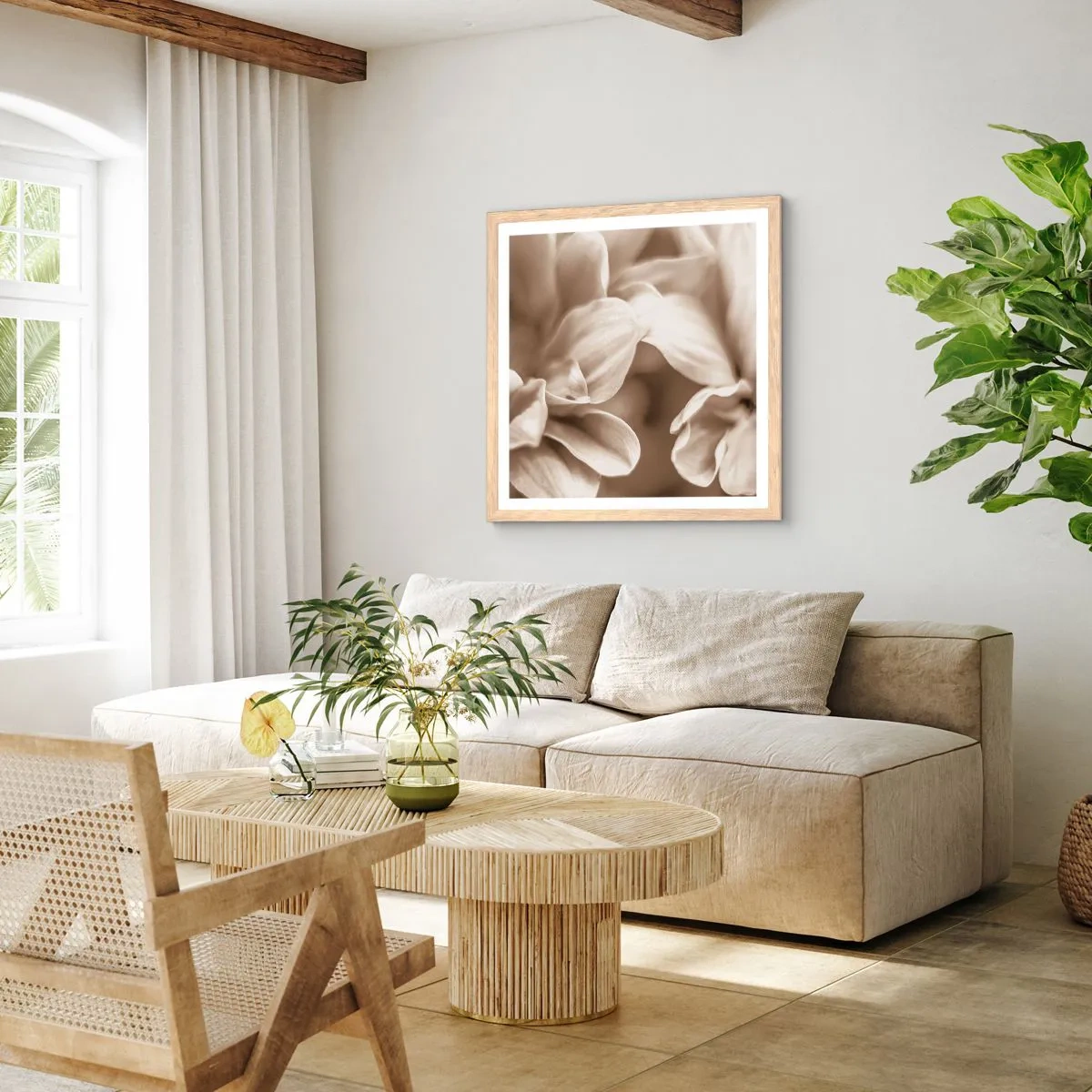 Plagát v ráme zo svetlého duba - Nežné ako úsmev - 50x50 cm