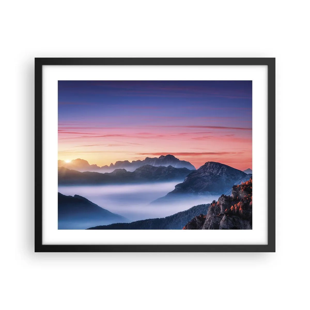 Plagát v čiernom ráme - Nad údoliami - 50x40 cm