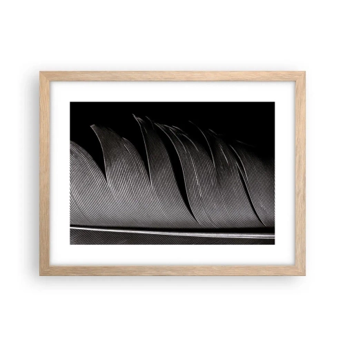 Plagát v ráme zo svetlého duba - Perie – nádherná konštrukcia - 40x30 cm