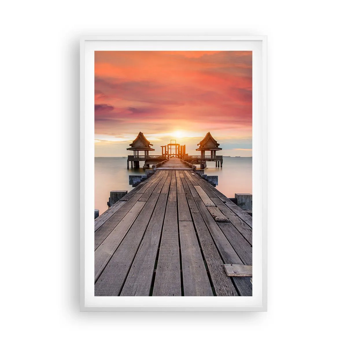 Plagát v bielom ráme - Západ na východe - 61x91 cm