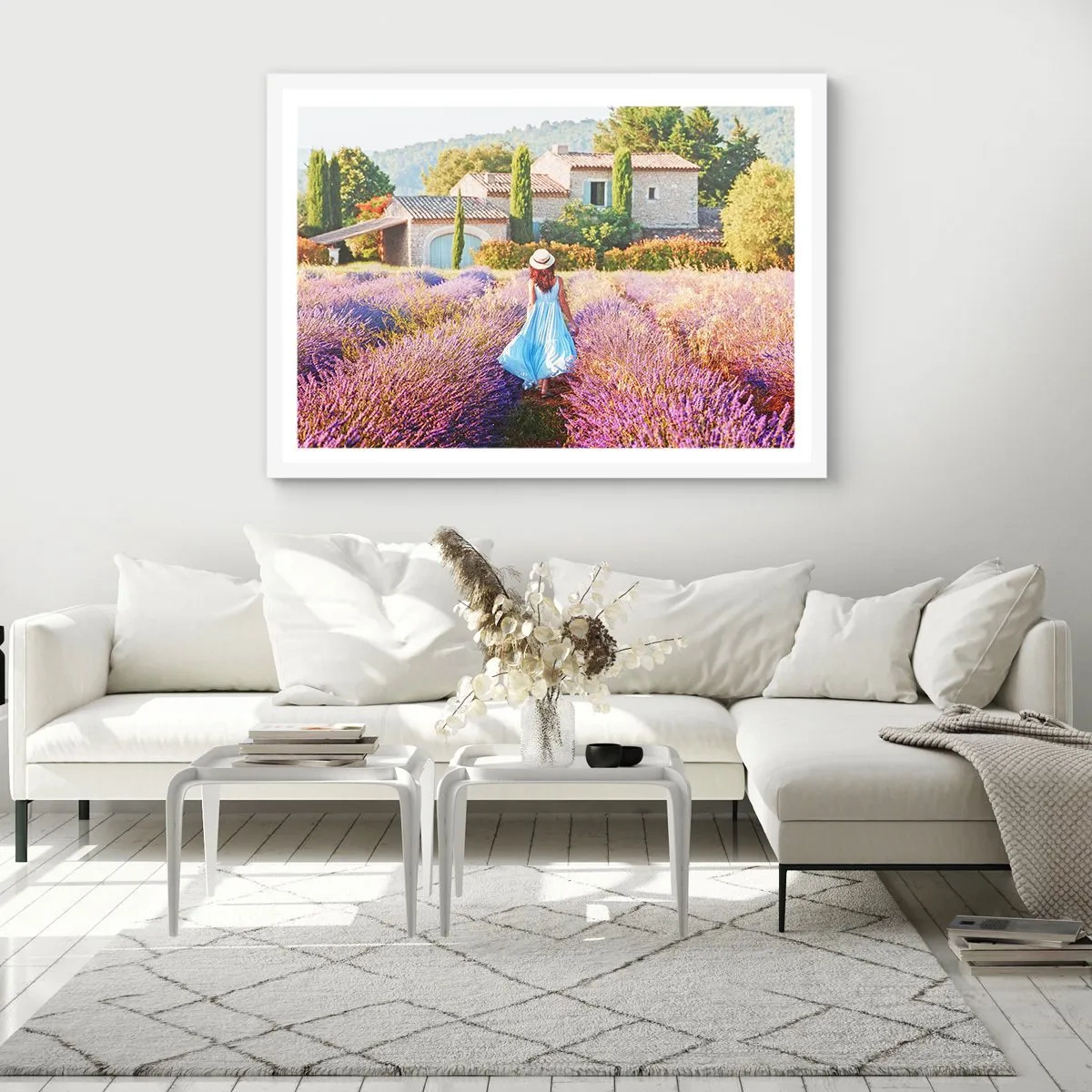 Plagát v bielom ráme - Levanduľové dievča - 50x40 cm