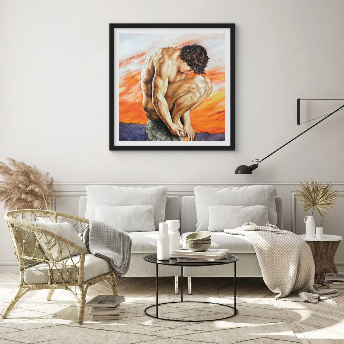 Plagát v čiernom ráme - Ponorený do seba - 30x30 cm