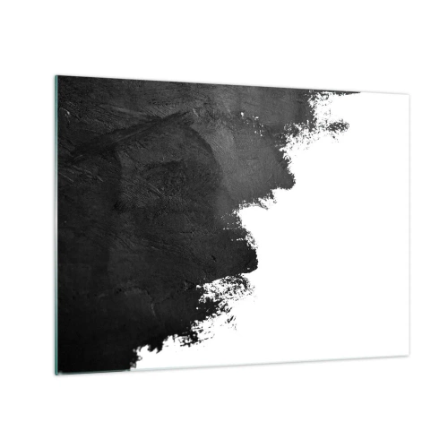Obraz na skle - Textúra čiernej farby na bielom pozadí v minimalistickom štýle - 70x50cm - Živly: zem - Moderná nástenná dekorácia do obývacej izby a spálne ARTTOR