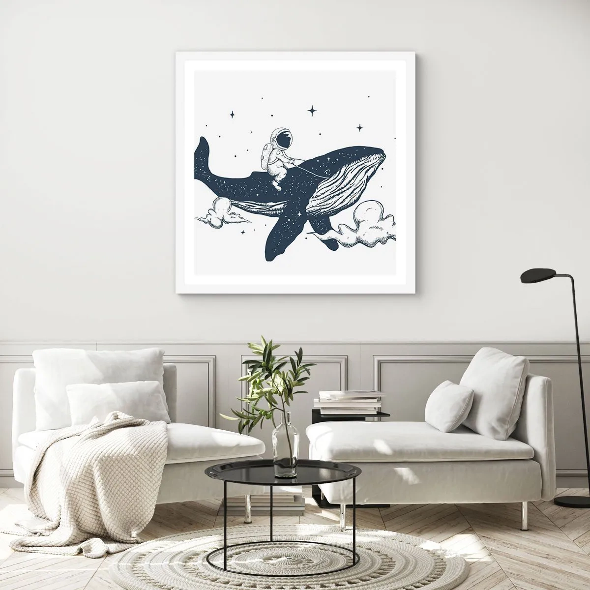 Plagát v bielom ráme - Vesmírne dobrodružstvo - 30x30 cm