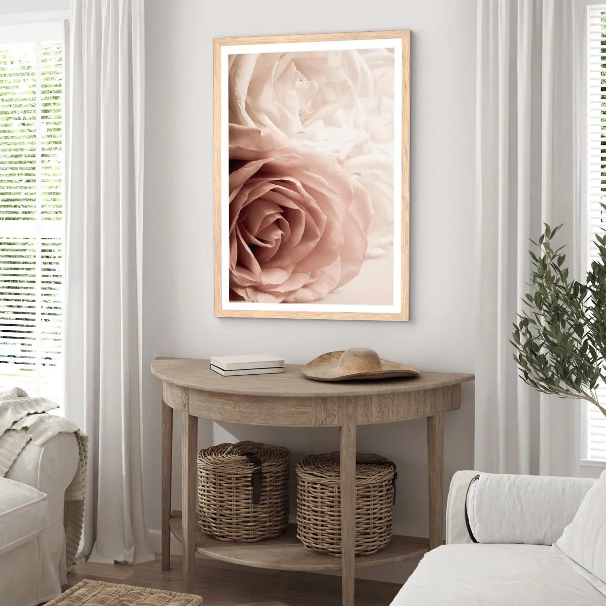 Plagát v ráme zo svetlého duba - V srdci ruže - 70x100 cm