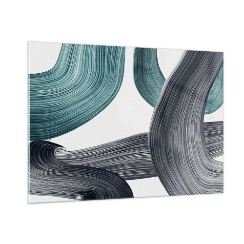 Obraz na skle - Smaragdové a čierne vlny - 100x70 cm