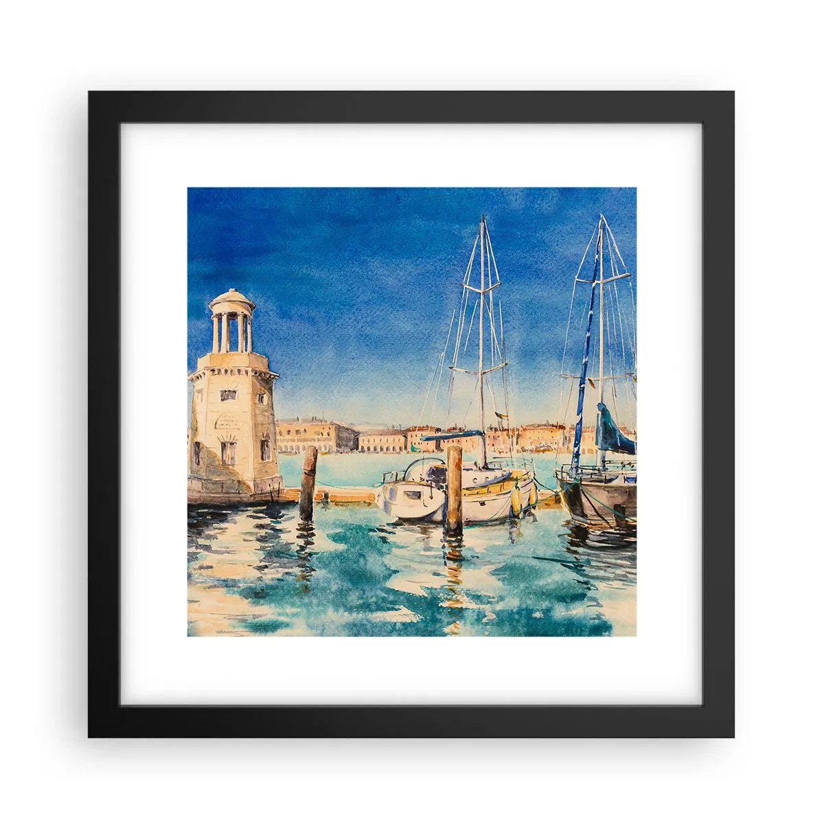 Plagát v čiernom ráme - Slnečná lagúna - 30x30 cm
