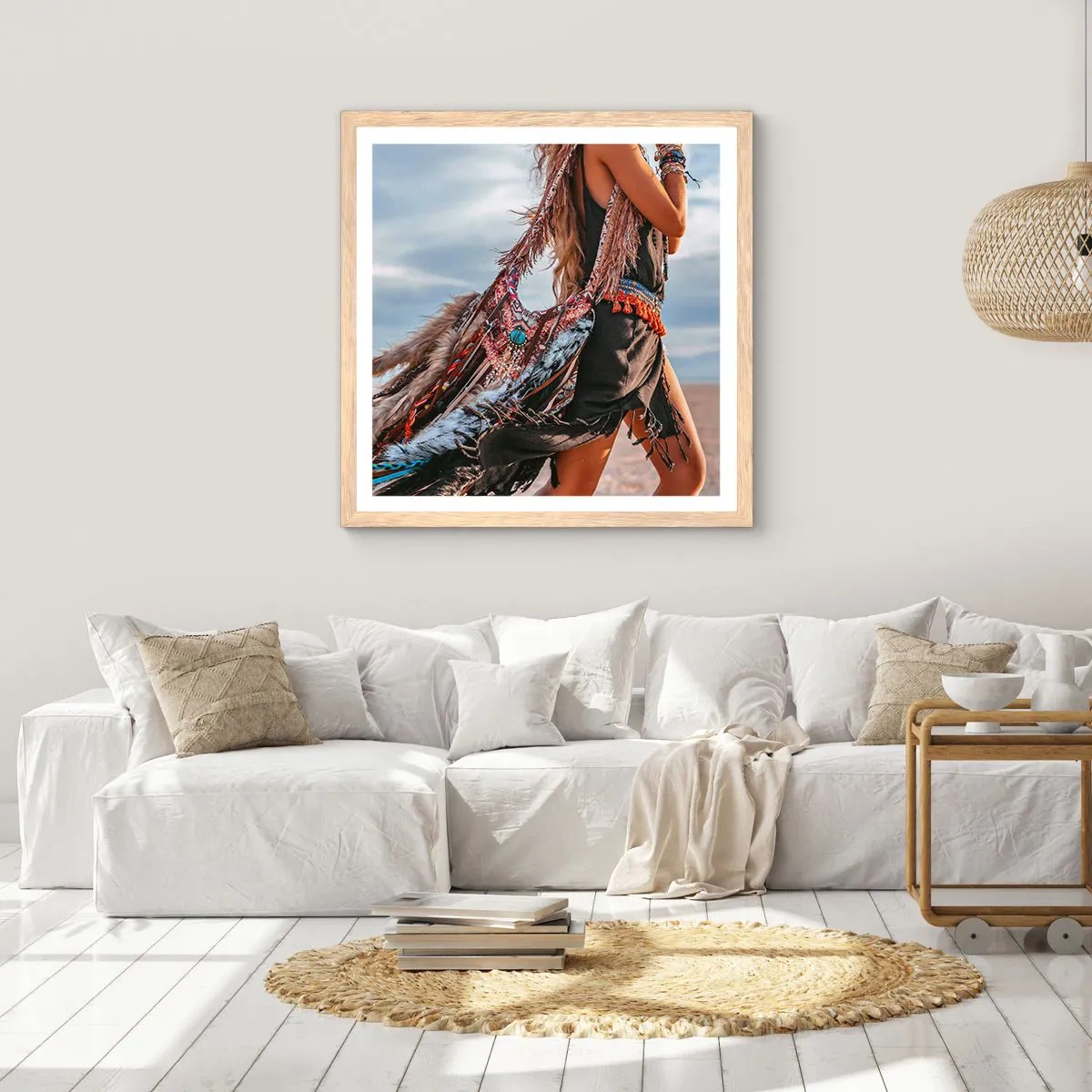 Plagát v ráme zo svetlého duba - Šamanovo dievča - 40x40 cm