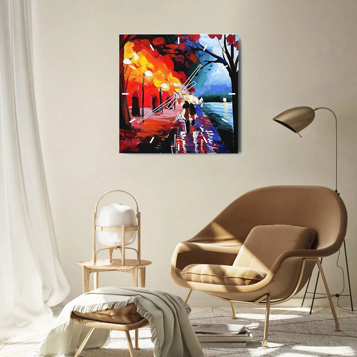 Nástenné hodiny - Horúca jeseň v parku - 30x30 cm