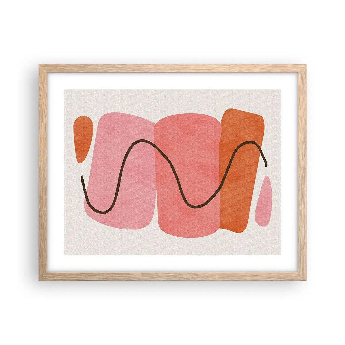 Plagát v ráme zo svetlého duba - Jemný pohyb foriem - 50x40 cm