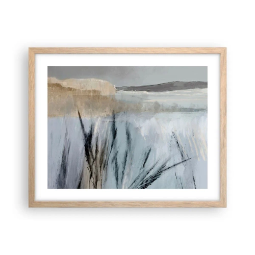 Plagát v ráme zo svetlého duba - Zimné polia - 50x40 cm