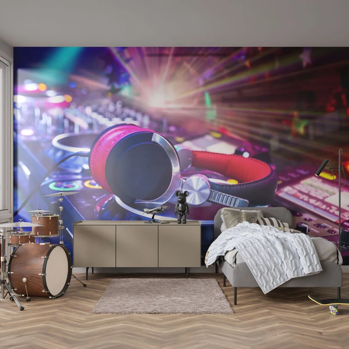 Samolepiaca Fototapeta Deluxe Sticker - Bude, bude sa diať - Hudba, Hudobné štúdio, Slúchadlá - 250x175 cm