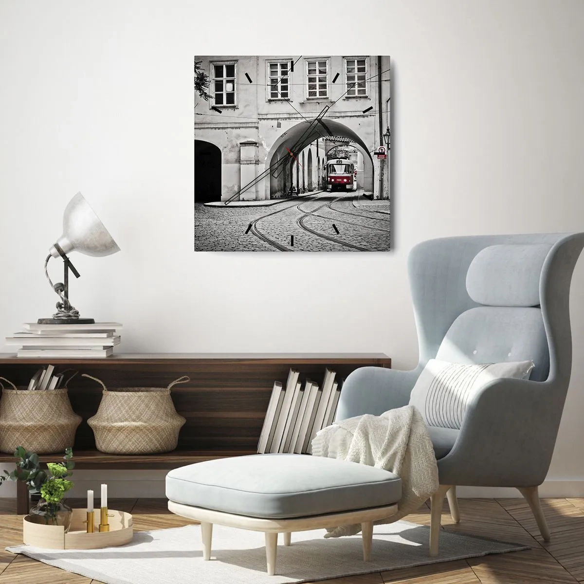 Nástenné hodiny - Mestským labyrintom - 30x30 cm