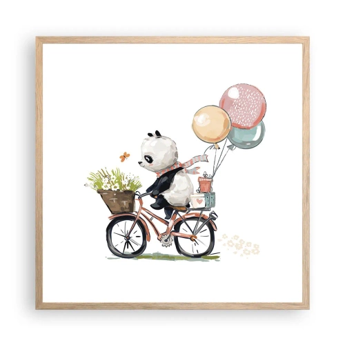 Plagát v ráme zo svetlého duba - Šťastný deň - 60x60 cm