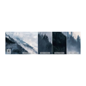 Vzorka samolepiacej fototapety Deluxe Sticker - Horská mystika - Krajina, hory, les - 100x30 cm