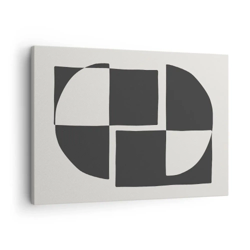 Obraz na plátne - Abstraktné geometrické tvary v čiernej a bielej farbe - 70x50cm - Antitéza – syntéza - Moderná nástenná dekorácia do obývacej izby a spálne ARTTOR