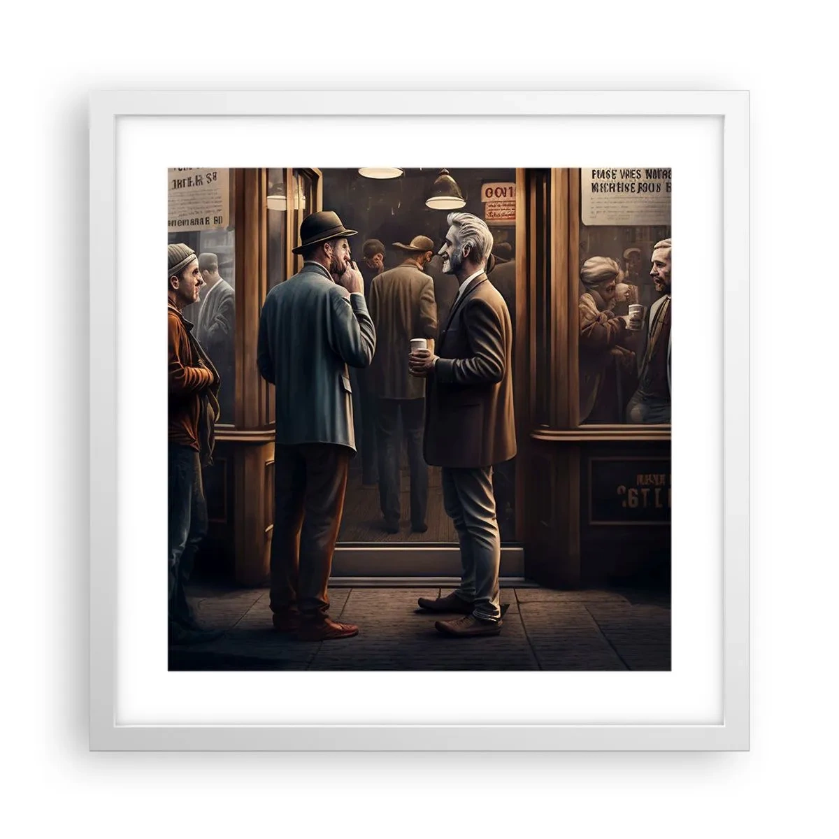 Plagát v bielom ráme - Dobrá chvíľa dňa - 40x40 cm