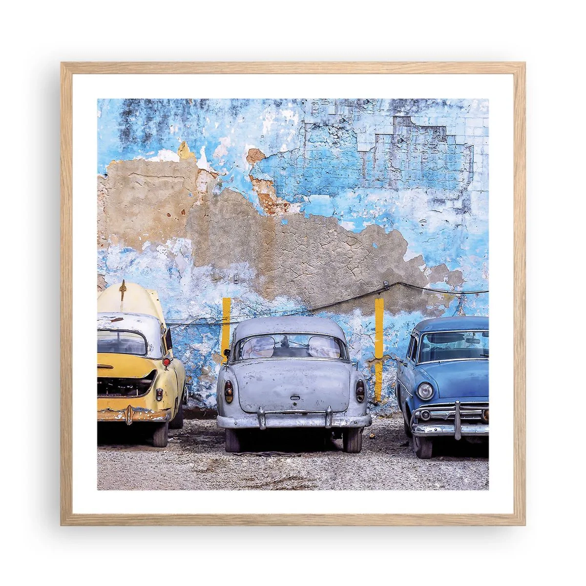 Plagát v ráme zo svetlého duba - Stretnutie veteránov - 60x60 cm