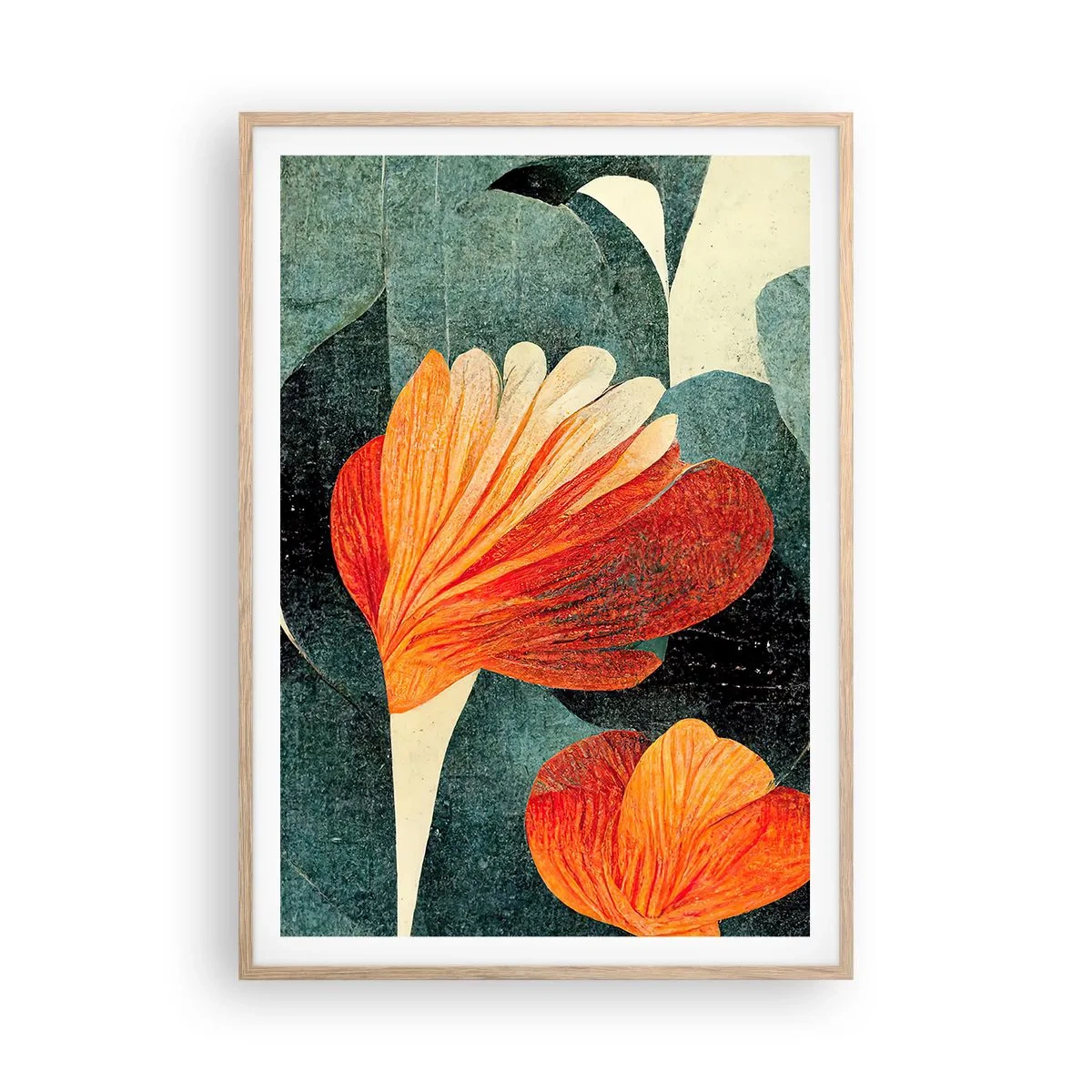 Plagát v ráme zo svetlého duba - Tropické horúco a chlad zelene - 70x100 cm