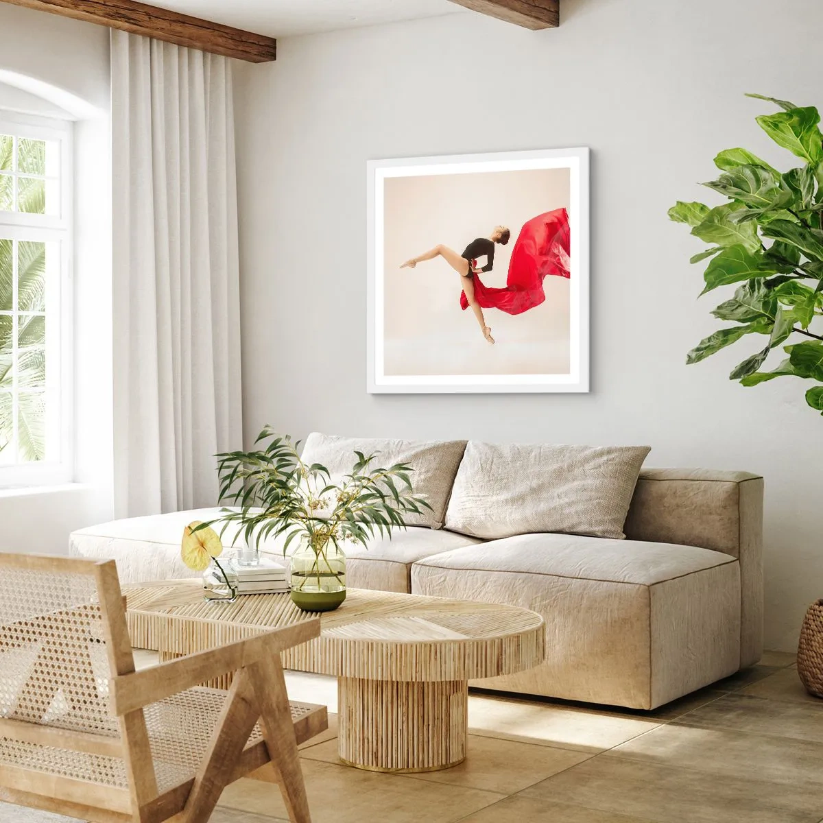 Plagát v bielom ráme - Červené a čierne - 60x60 cm