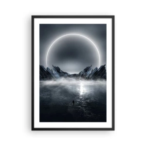 Plagát v čiernom ráme - Tajomná krajina s jasným kruhom na oblohe - 50x70cm - Finále príbehu - Moderná nástenná dekorácia do obývacej izby a spálne ARTTOR