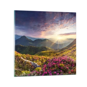 Obraz na skle - Sviežosť horského rána - 70x70 cm