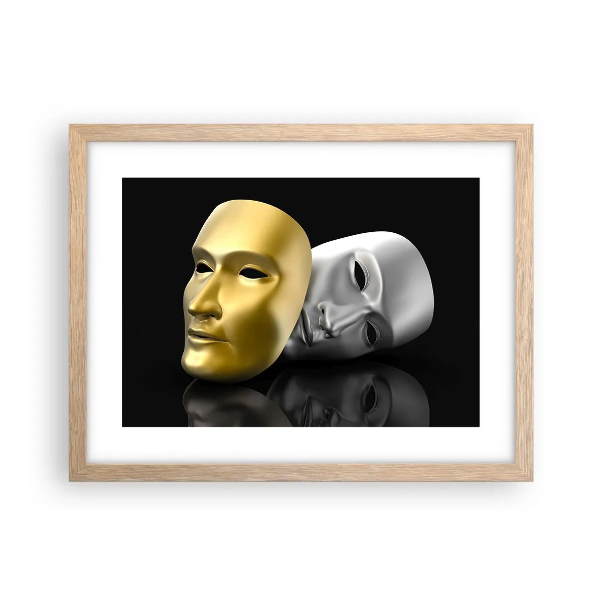 Plagát v ráme zo svetlého duba - Život je divadlo - 40x30 cm